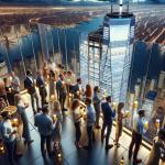 DALL·E 2023-11-12 14.14.34 - A photorealistic image of a beer party atop One World Trade Center in New York City. The scene features a group of people, diverse in gender and ethni.png